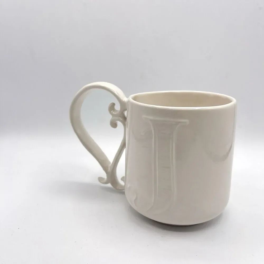 Pottery Barn A-Z Alphabet Mug Embossed Texture 